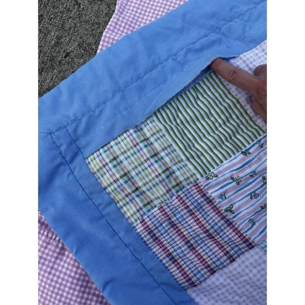 Cozy Line Plaid Patchwork Quilt Set FULL - Cotton Country Cottage Grannycore EUC